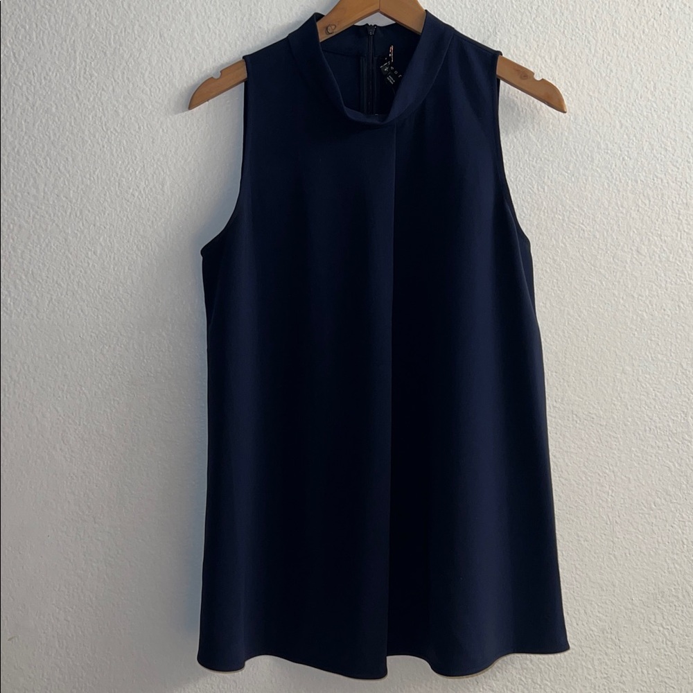 New Theory S/L Navy Blue Tunis w/ High Collar Size L